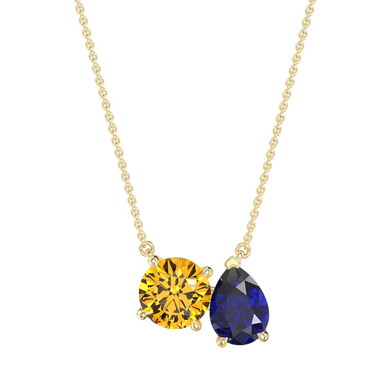 Round and Pear Toi et Moi Necklace