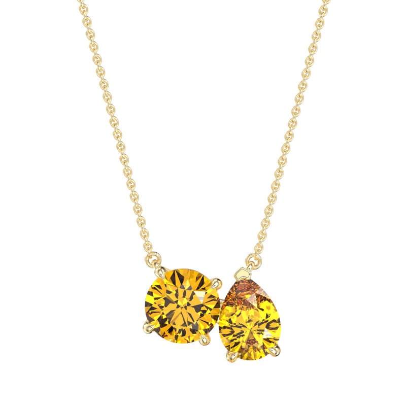 Round and Pear Toi et Moi Necklace