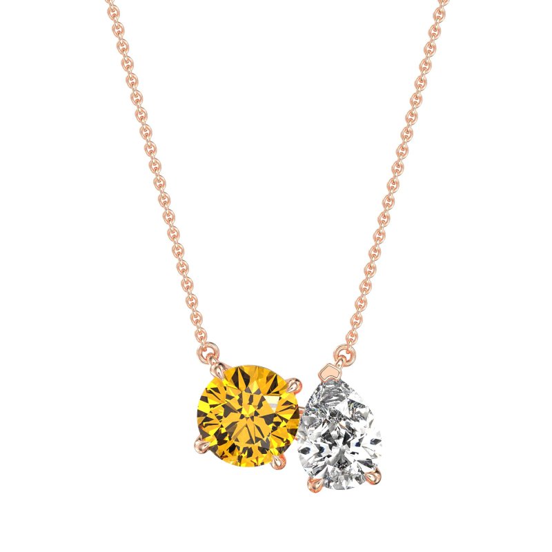 Round and Pear Toi et Moi Necklace