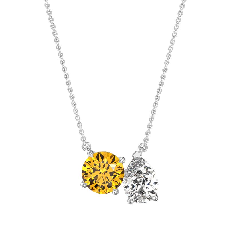 Round and Pear Toi et Moi Necklace