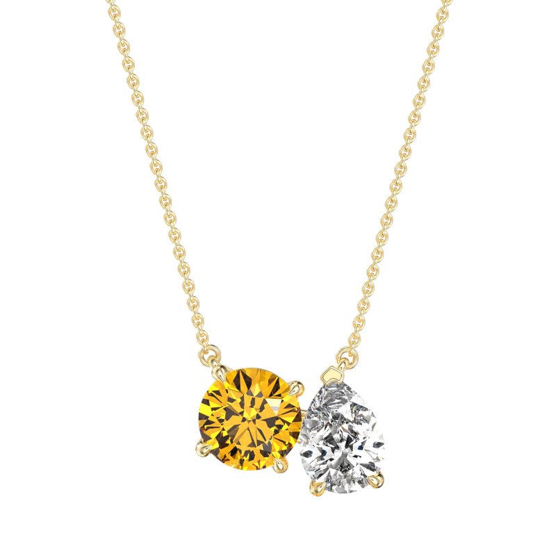 Round and Pear Toi et Moi Necklace