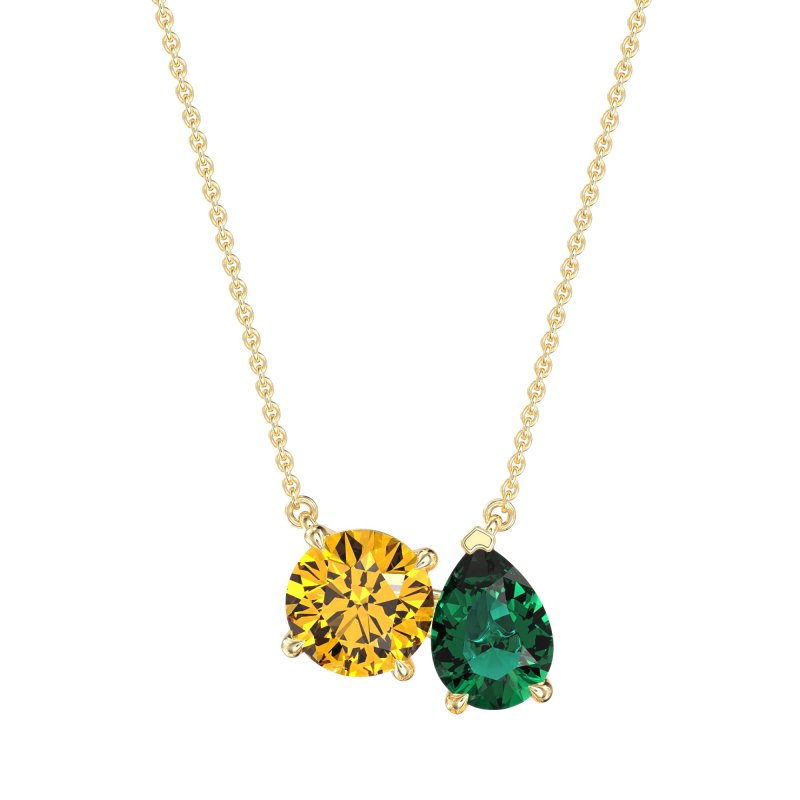 Round and Pear Toi et Moi Necklace