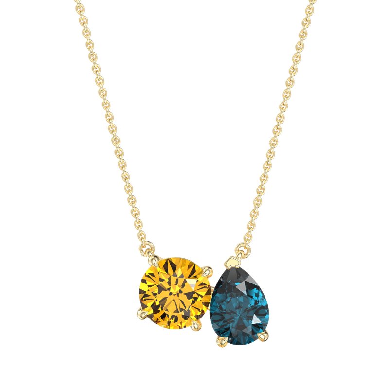 Round and Pear Toi et Moi Necklace