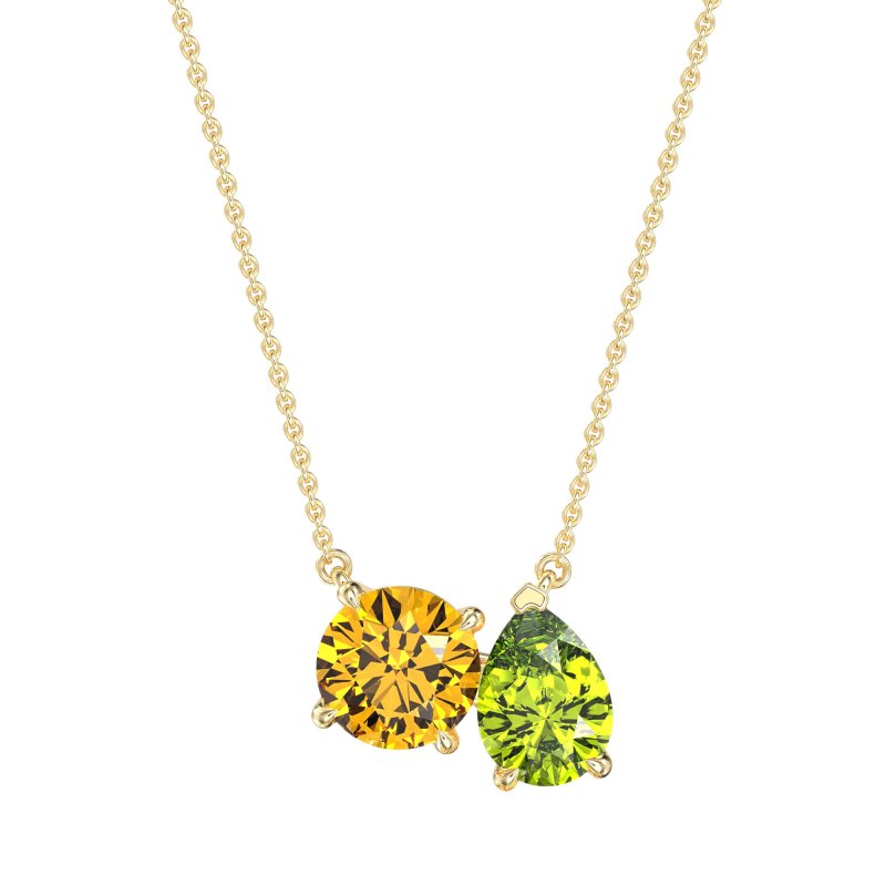 Round and Pear Toi et Moi Necklace