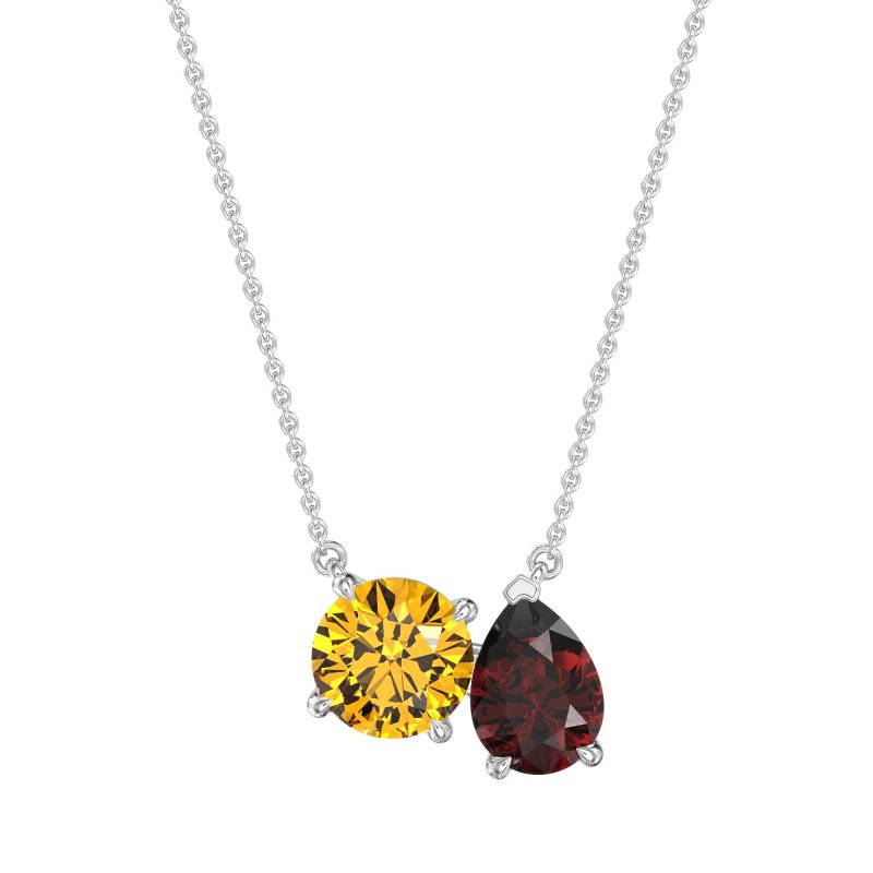 Round and Pear Toi et Moi Necklace