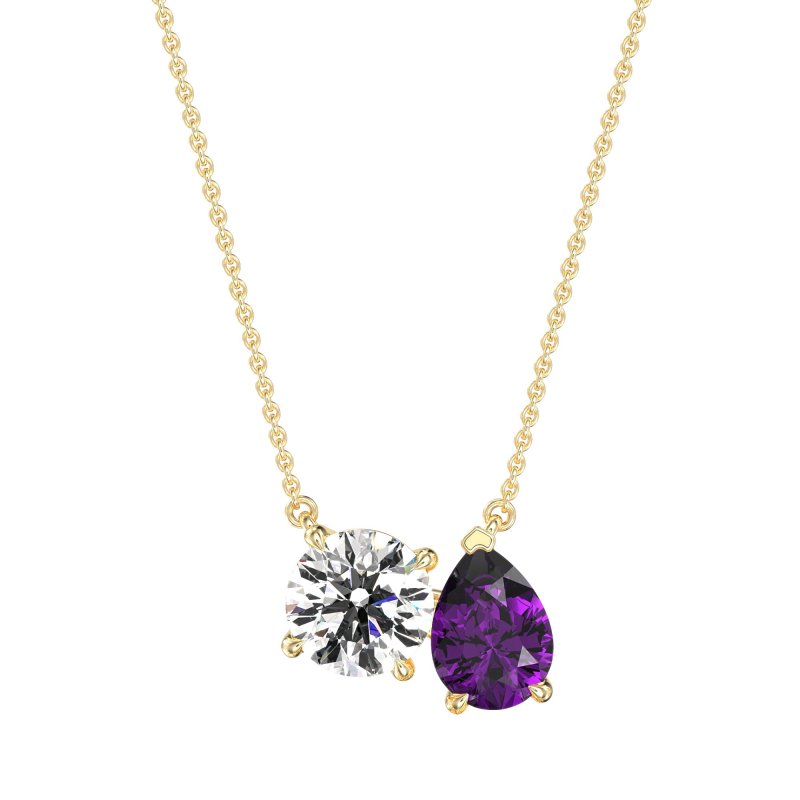 Round and Pear Toi et Moi Necklace