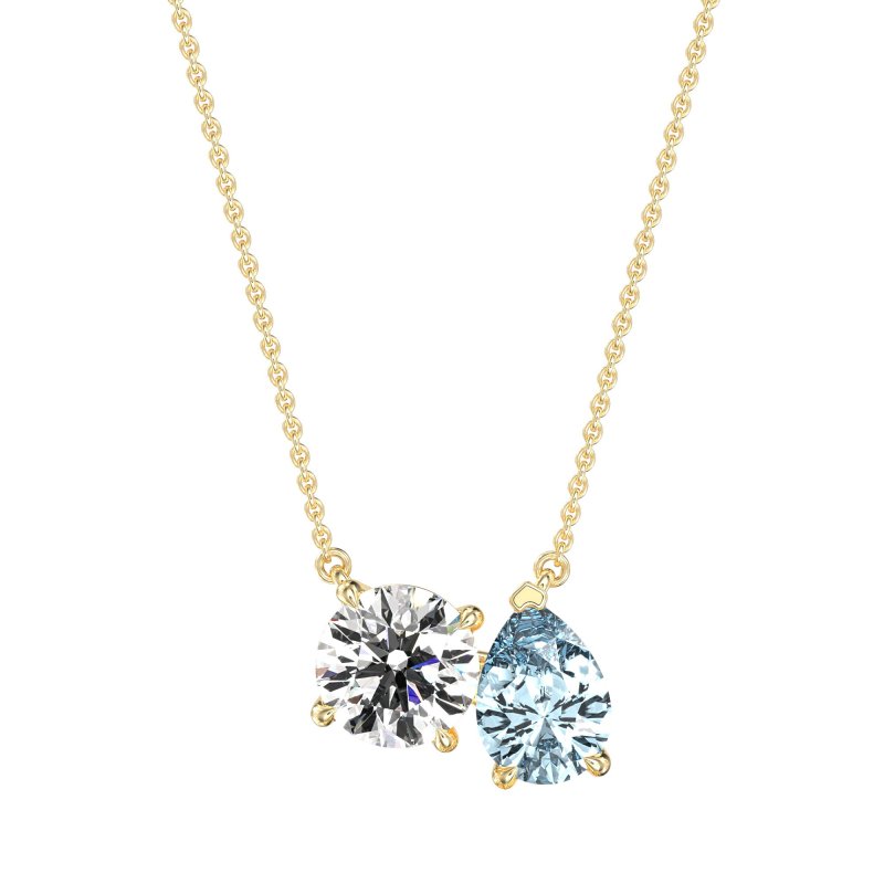 Round and Pear Toi et Moi Necklace