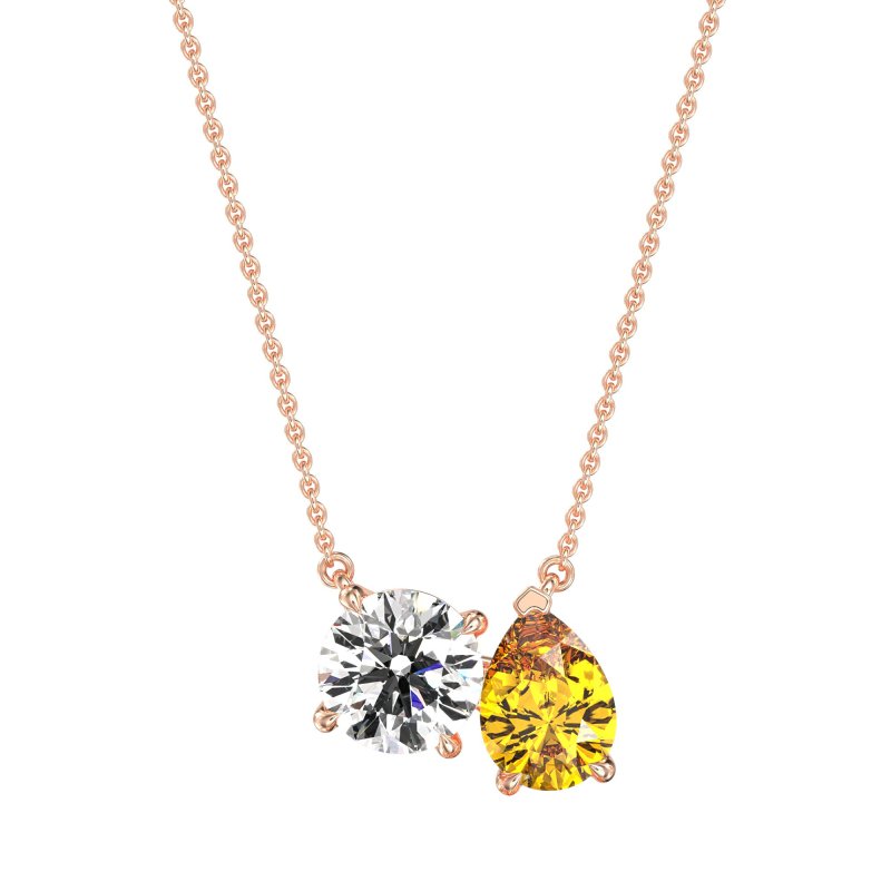 Round and Pear Toi et Moi Necklace