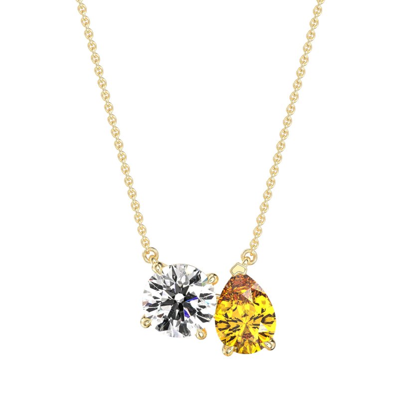 Round and Pear Toi et Moi Necklace