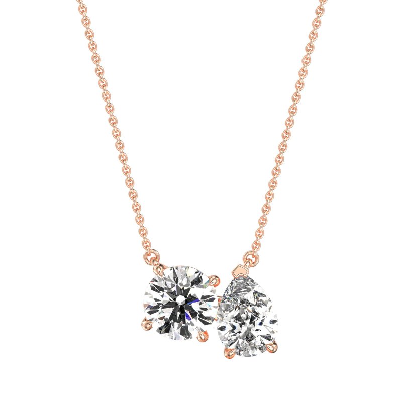 Round and Pear Toi et Moi Necklace