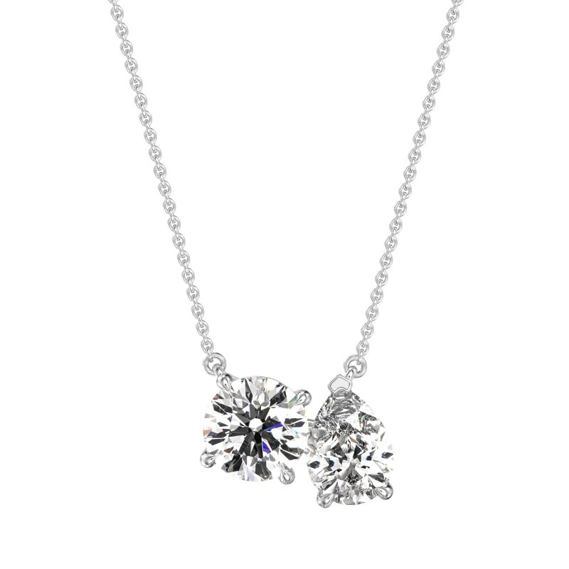 Round and Pear Toi et Moi Necklace