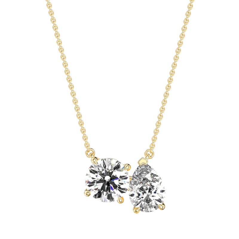 Round and Pear Toi et Moi Necklace