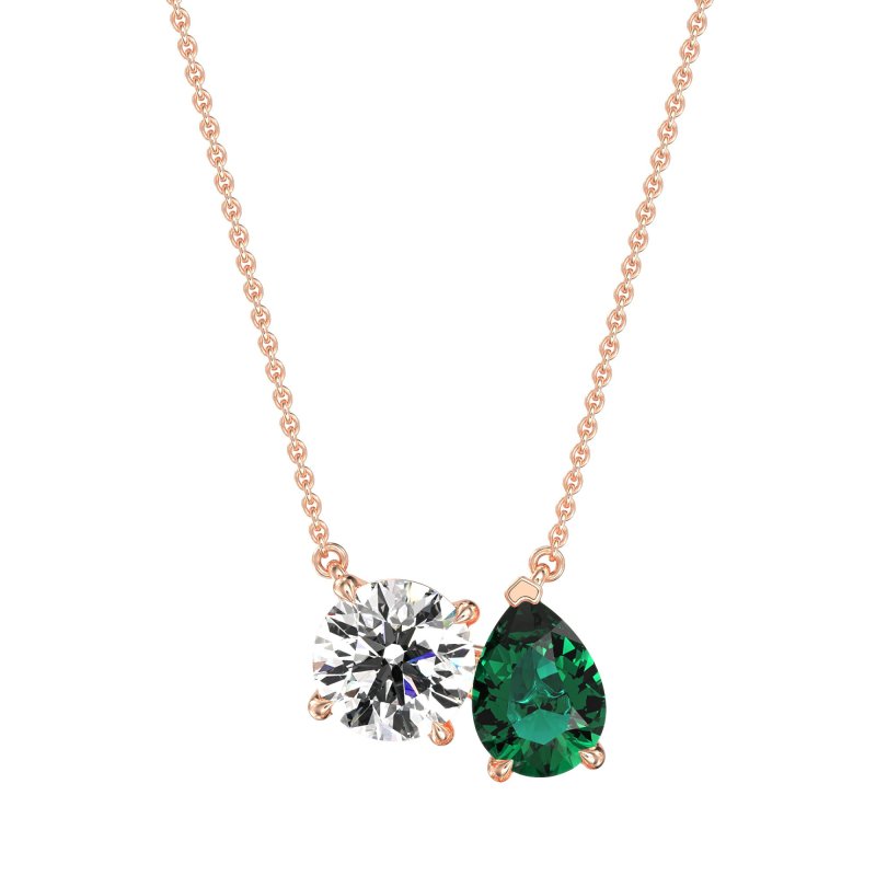 Round and Pear Toi et Moi Necklace