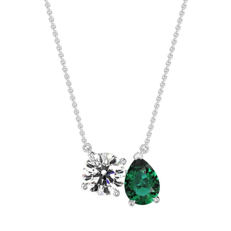 Round and Pear Toi et Moi Necklace