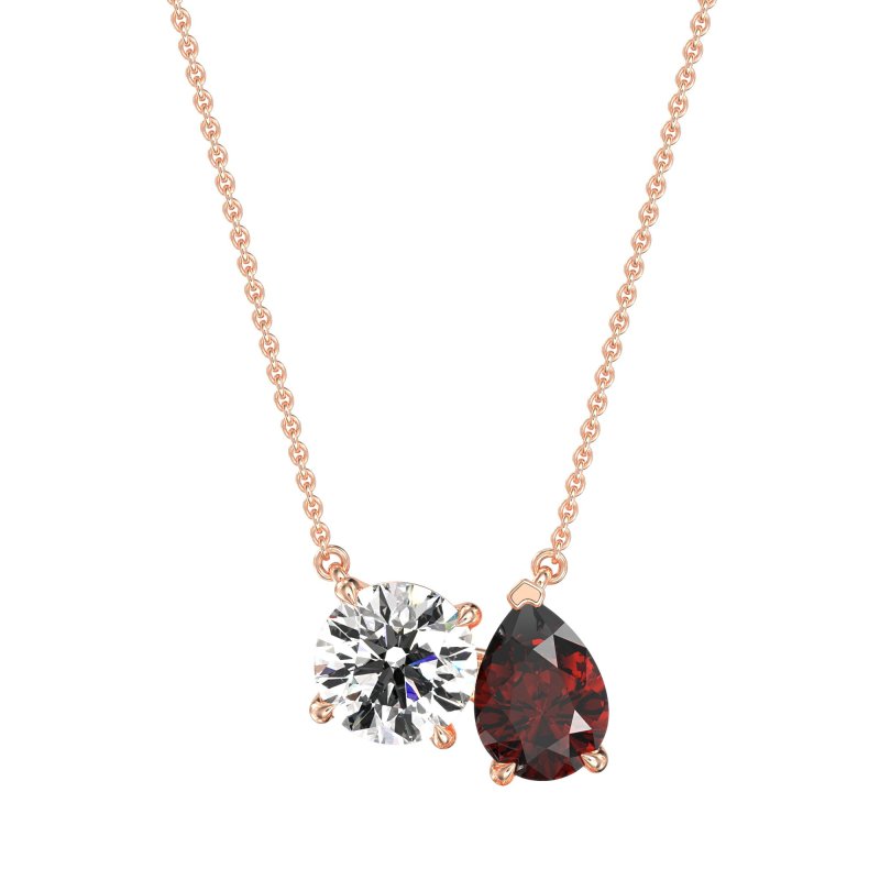Round and Pear Toi et Moi Necklace