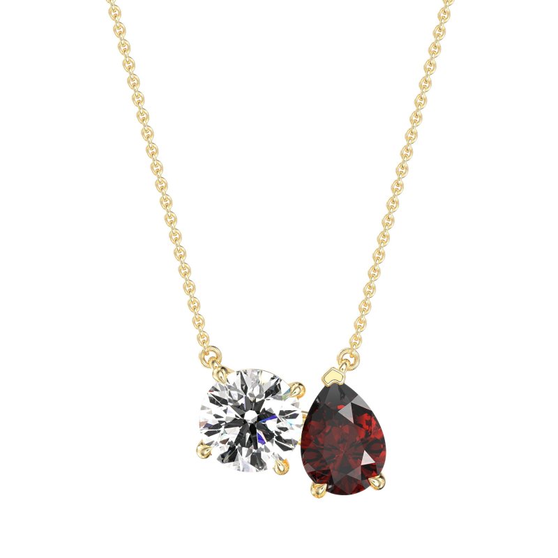 Round and Pear Toi et Moi Necklace
