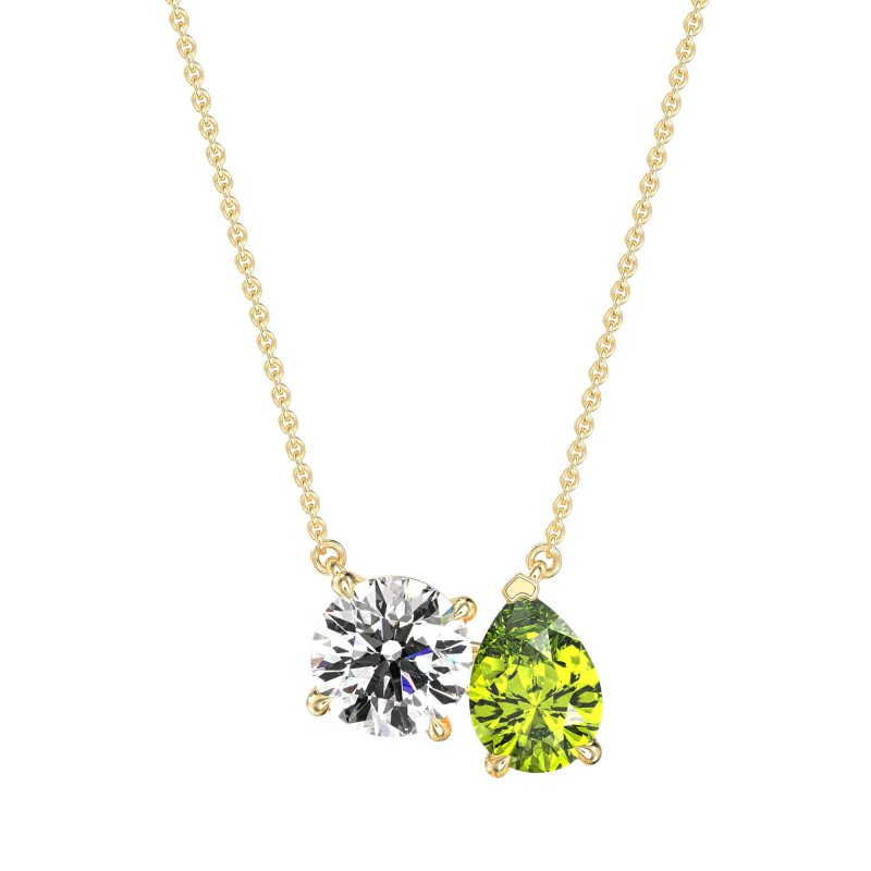 Round and Pear Toi et Moi Necklace