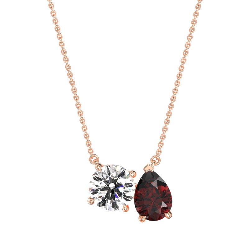 Round and Pear Toi et Moi Necklace