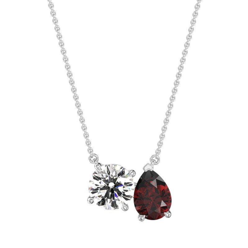 Round and Pear Toi et Moi Necklace