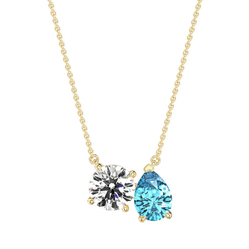 Round and Pear Toi et Moi Necklace