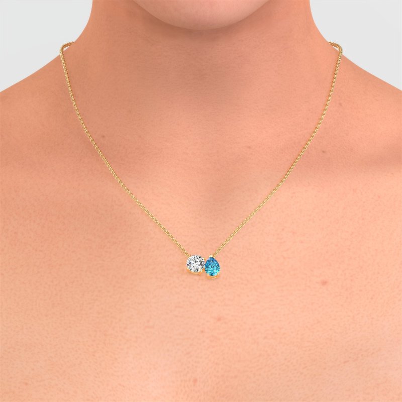 Round and Pear Toi et Moi Necklace