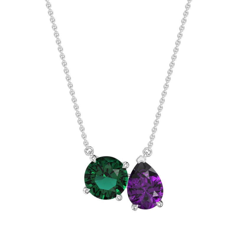 Round and Pear Toi et Moi Necklace