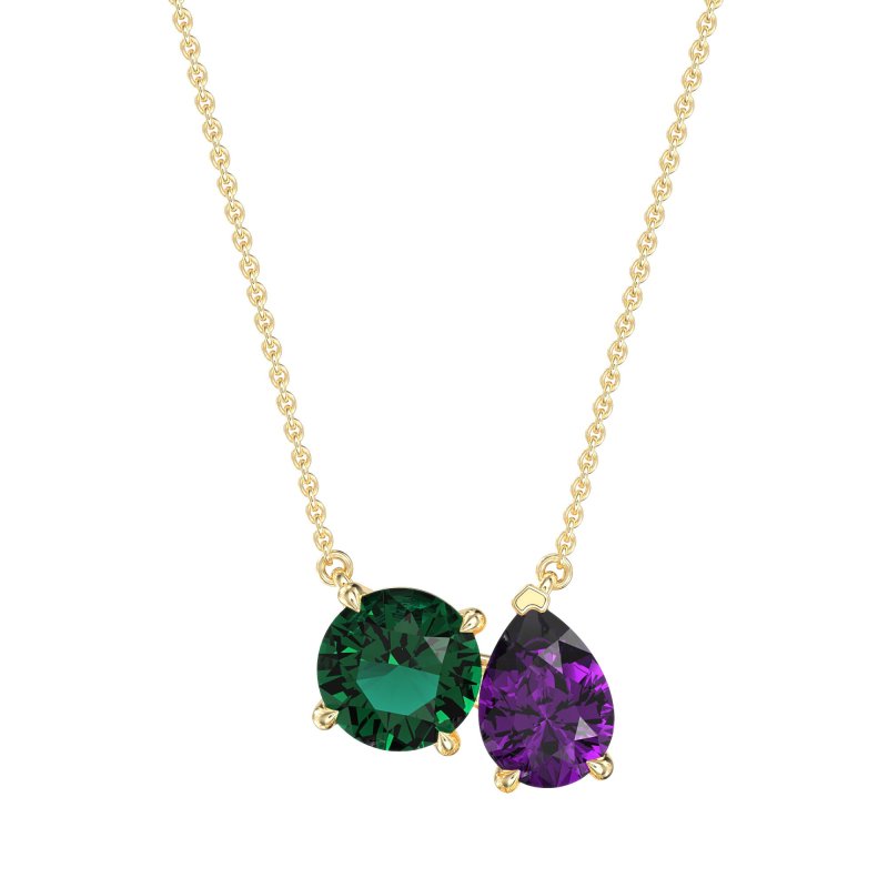Round and Pear Toi et Moi Necklace