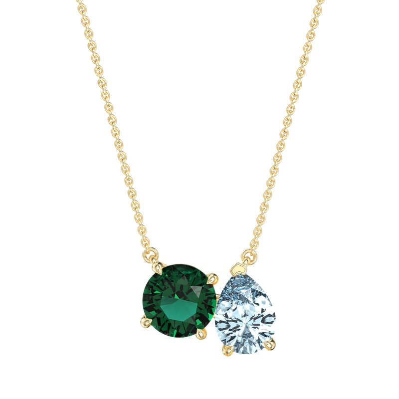 Round and Pear Toi et Moi Necklace
