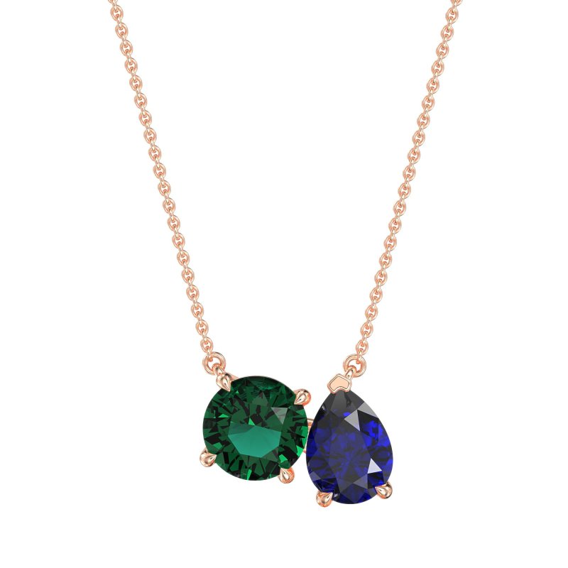 Round and Pear Toi et Moi Necklace