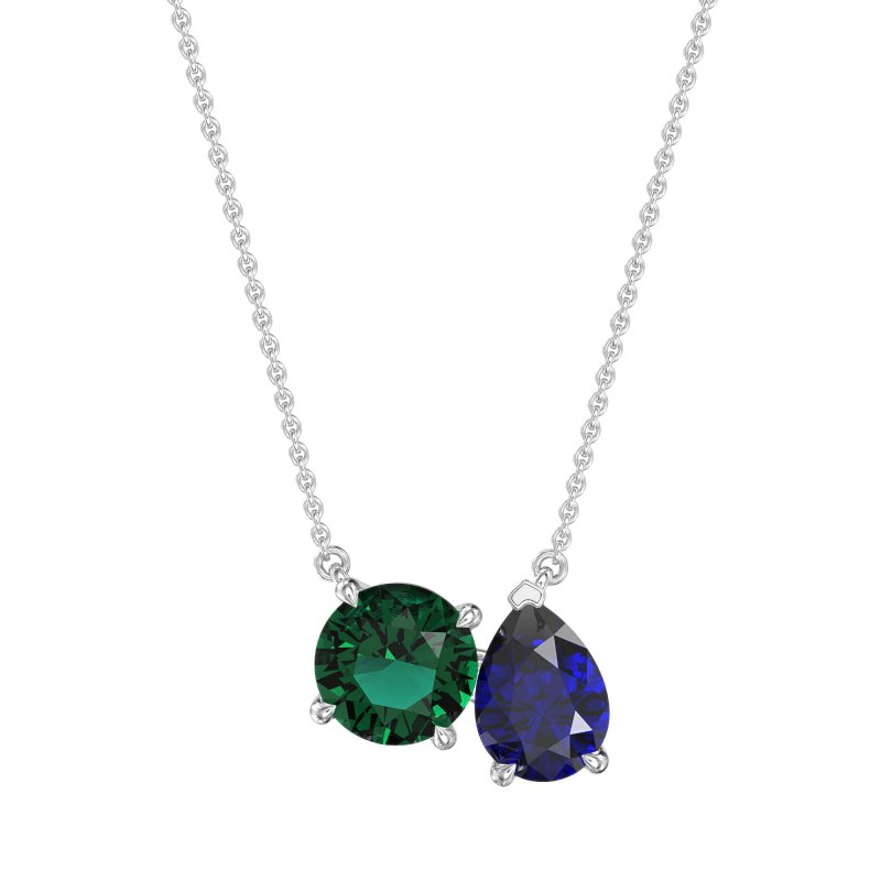 Round and Pear Toi et Moi Necklace