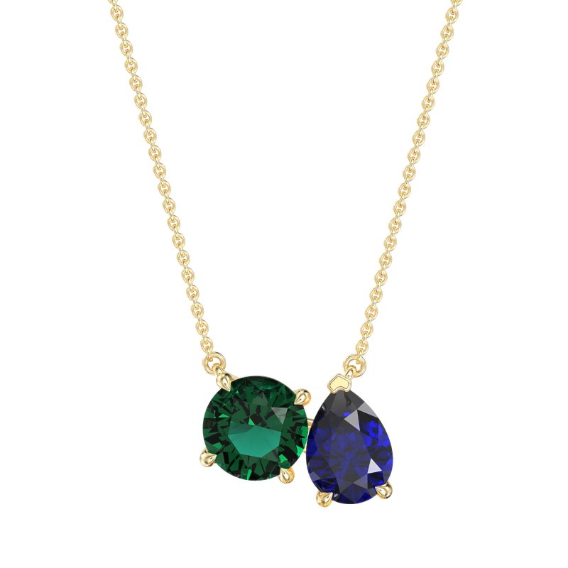 Round and Pear Toi et Moi Necklace
