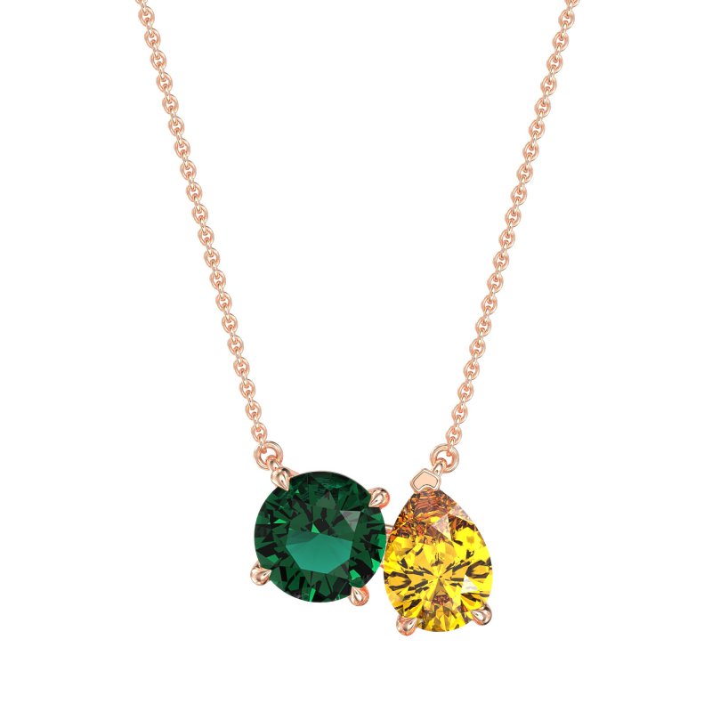 Round and Pear Toi et Moi Necklace