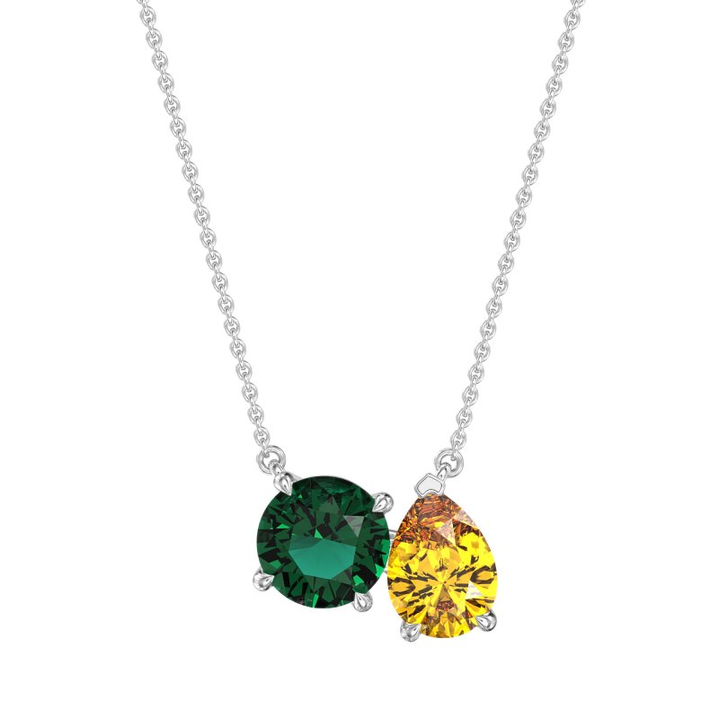 Round and Pear Toi et Moi Necklace