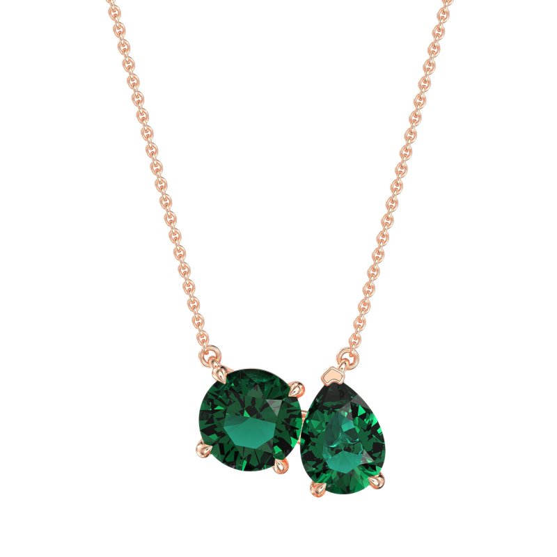 Round and Pear Toi et Moi Necklace