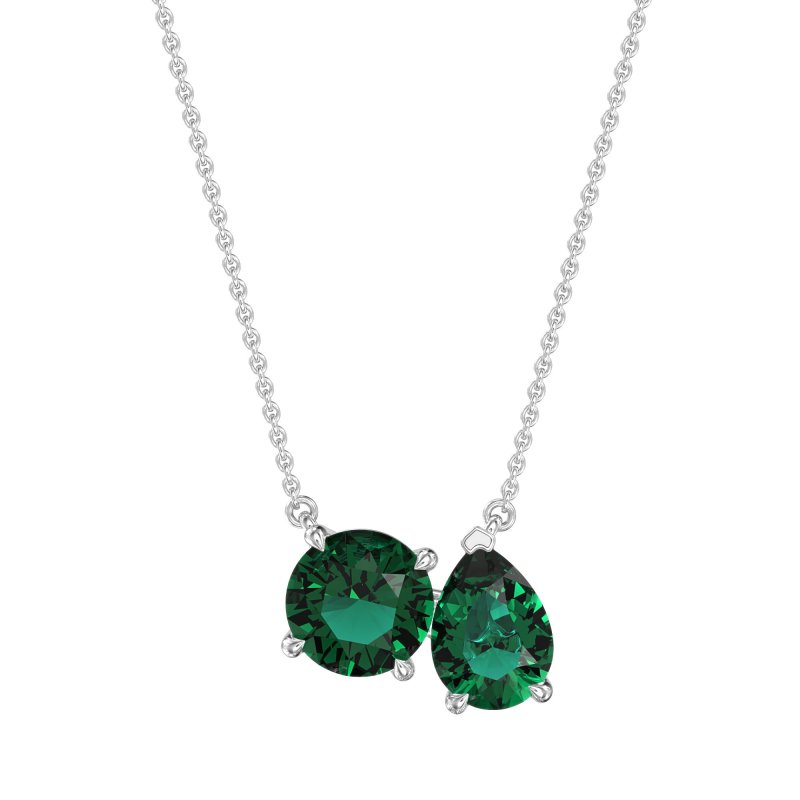 Round and Pear Toi et Moi Necklace