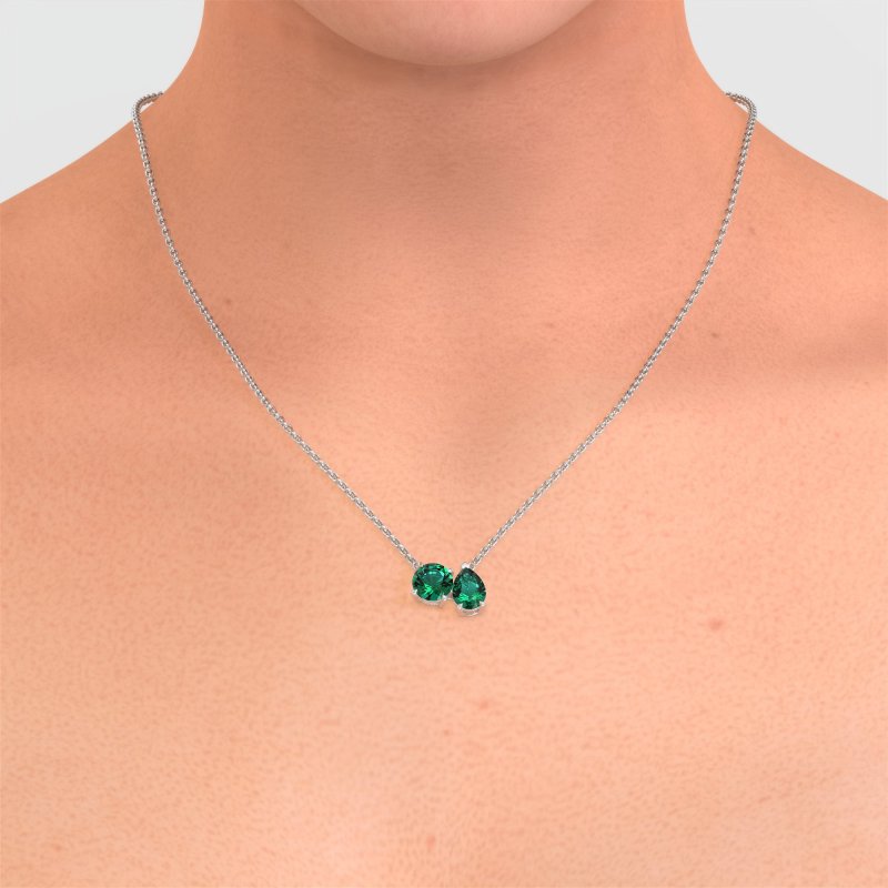 Round and Pear Toi et Moi Necklace