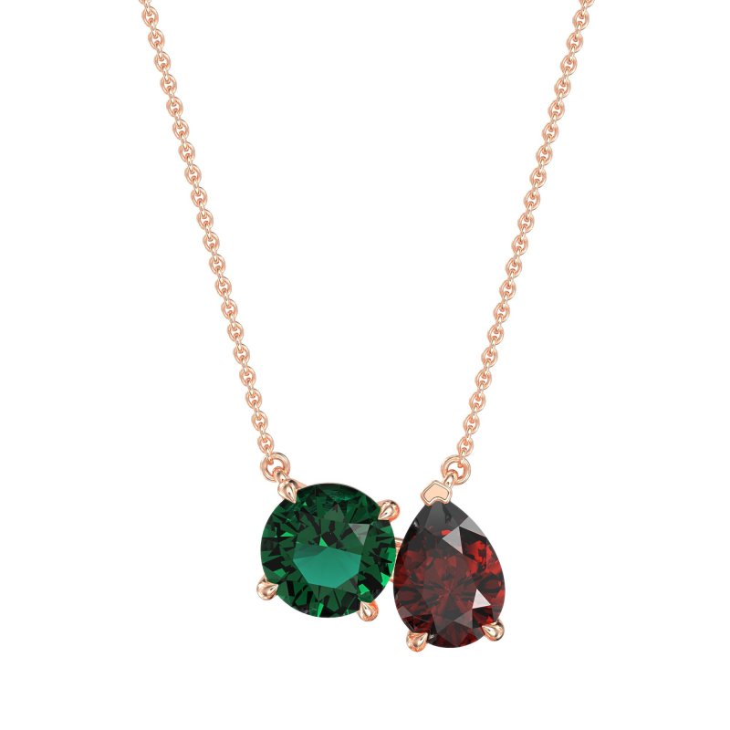 Round and Pear Toi et Moi Necklace