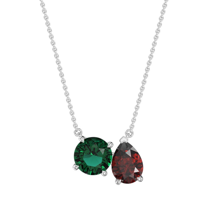 Round and Pear Toi et Moi Necklace
