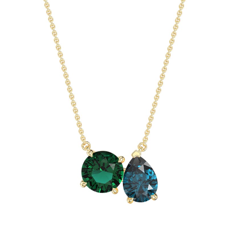 Round and Pear Toi et Moi Necklace