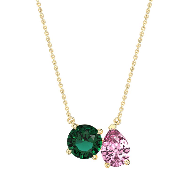 Round and Pear Toi et Moi Necklace