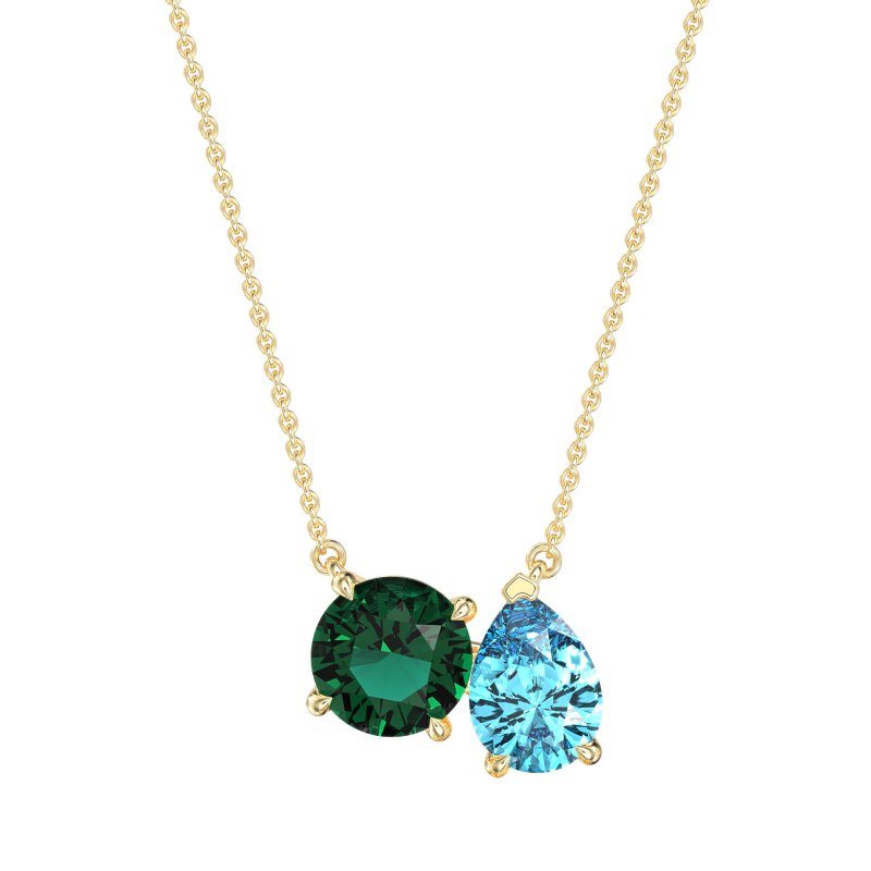 Round and Pear Toi et Moi Necklace