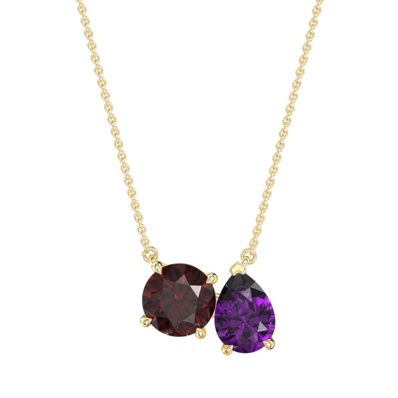 Round and Pear Toi et Moi Necklace