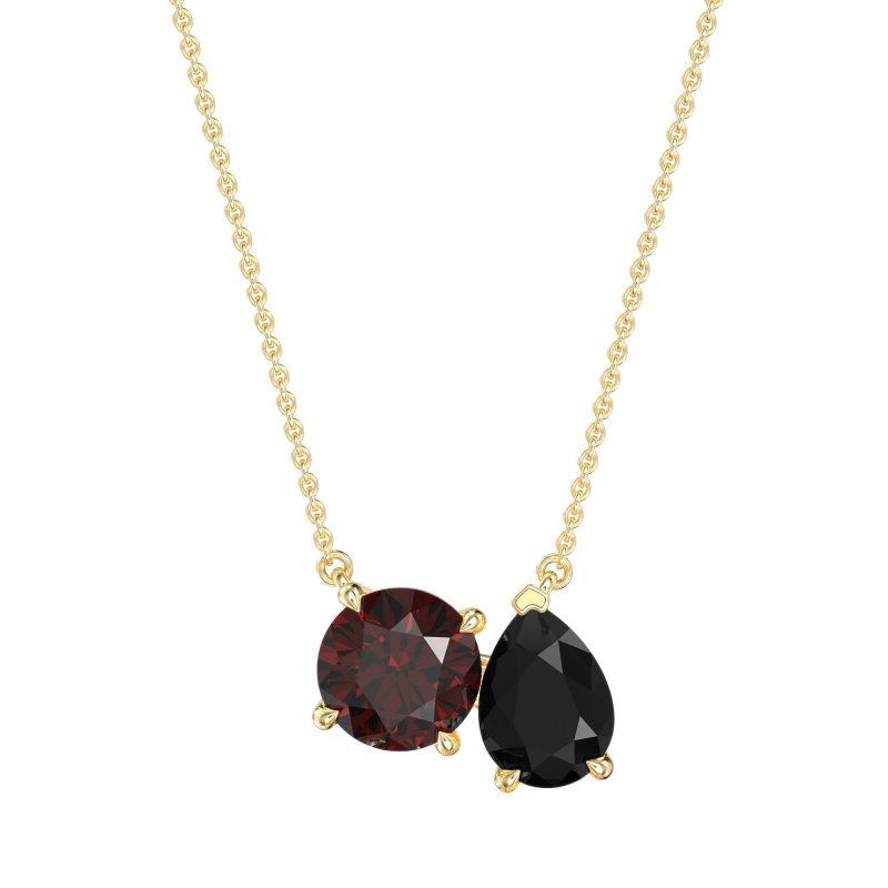 Round and Pear Toi et Moi Necklace