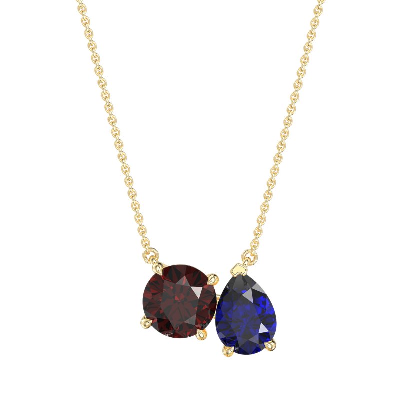 Round and Pear Toi et Moi Necklace