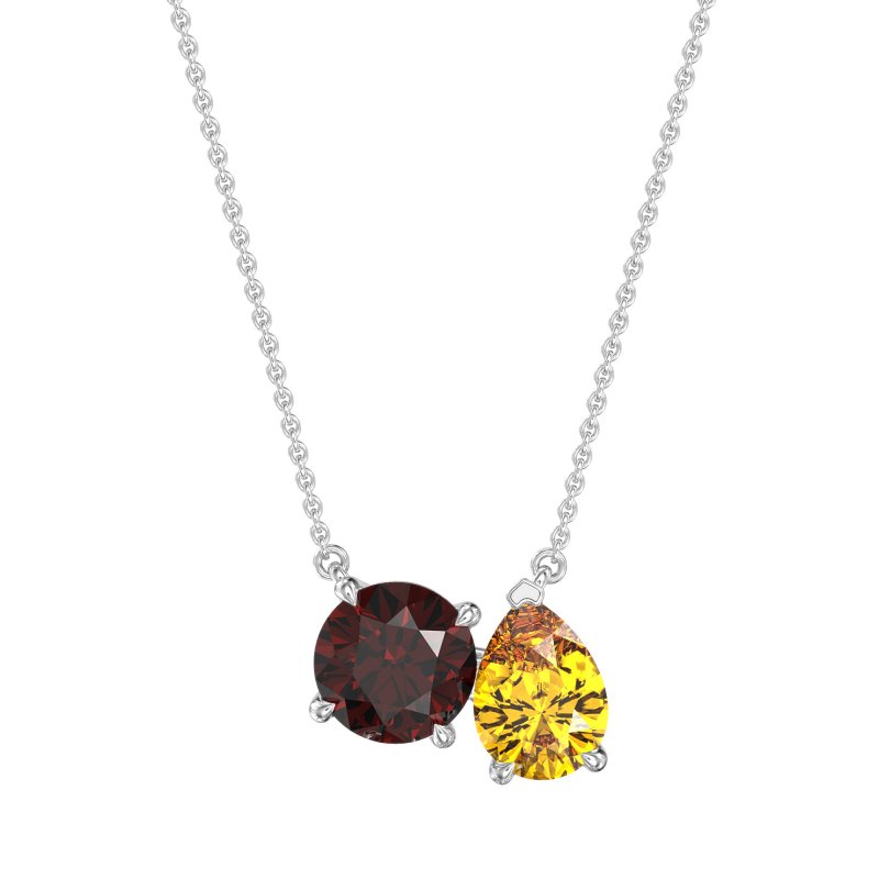 Round and Pear Toi et Moi Necklace