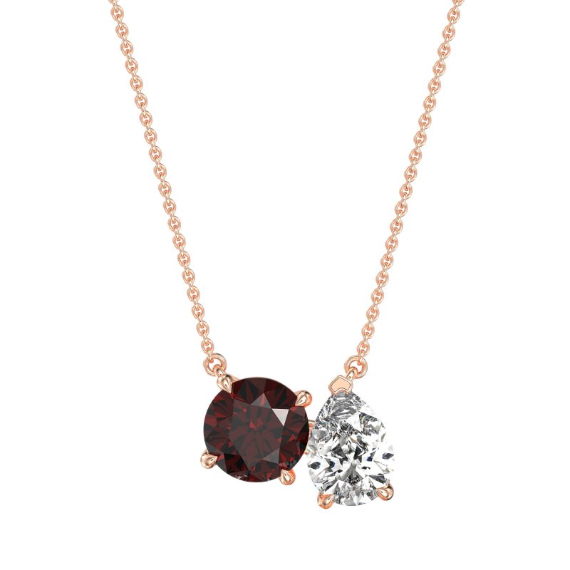 Round and Pear Toi et Moi Necklace