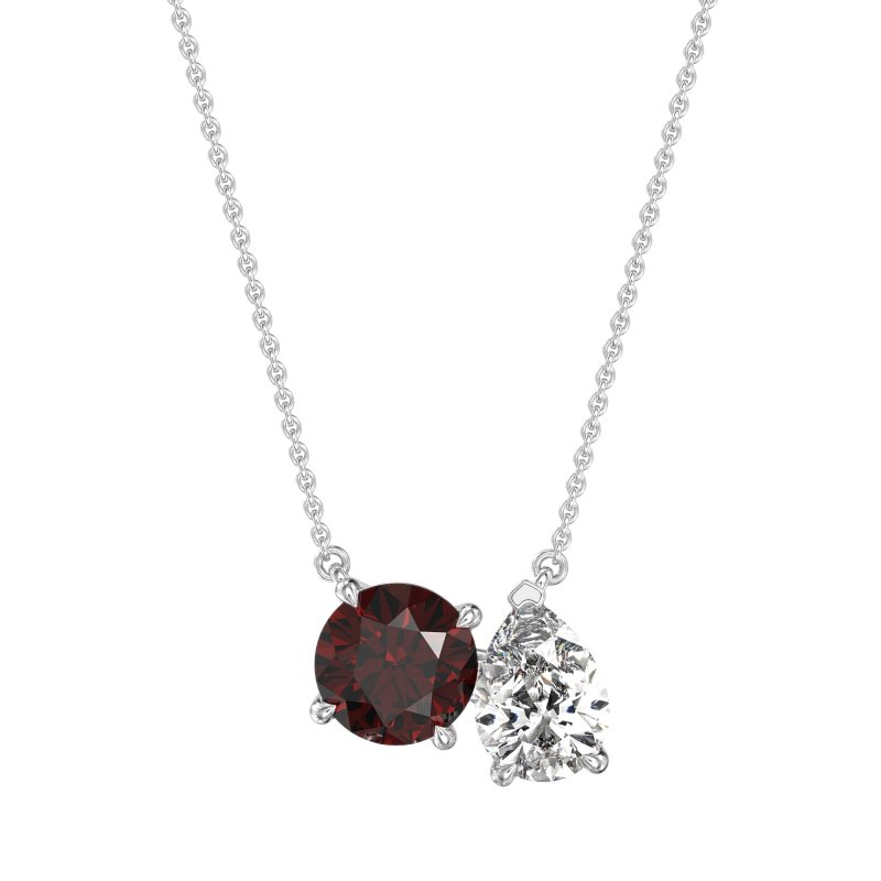 Round and Pear Toi et Moi Necklace