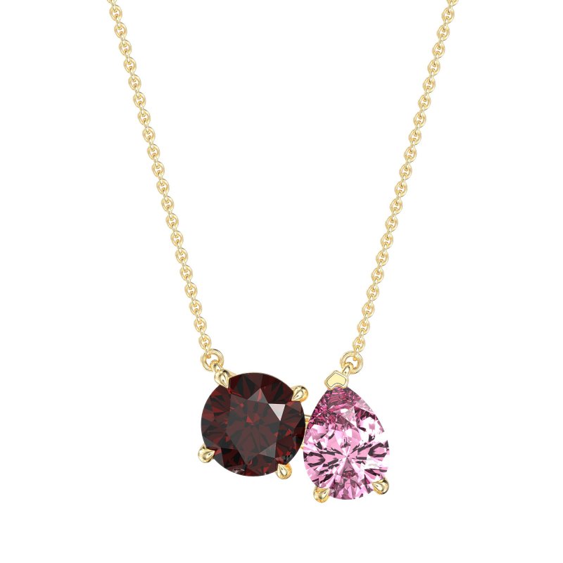Round and Pear Toi et Moi Necklace