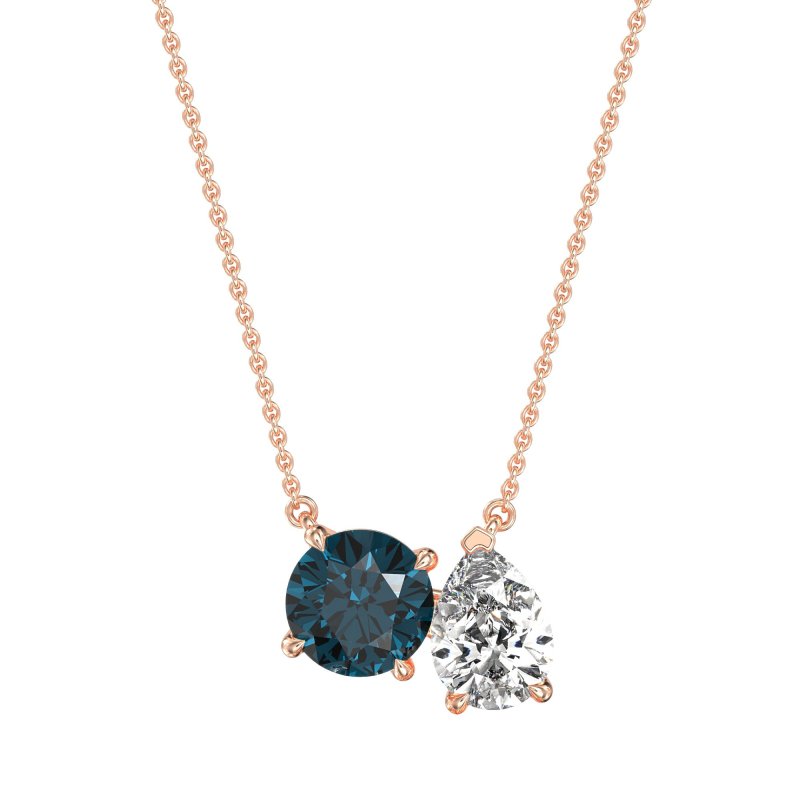 Round and Pear Toi et Moi Necklace