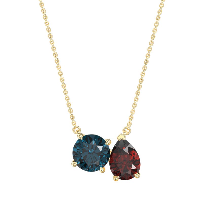 Round and Pear Toi et Moi Necklace